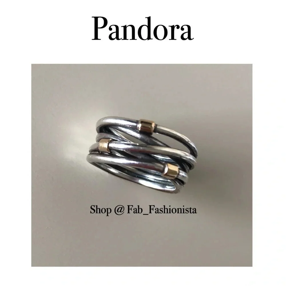 Pandora 14k gold and sterling silver ring retired size 58